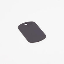 Load image into Gallery viewer, Black, ready-to-machine anodized aluminum dog tag.
