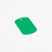 Load image into Gallery viewer, Green, ready-to-machine anodized aluminum dog tag.
