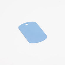 Load image into Gallery viewer, Light blue, ready-to-machine anodized aluminum dog tag.
