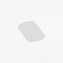 Load image into Gallery viewer, Silver, ready-to-machine anodized aluminum dog tag.
